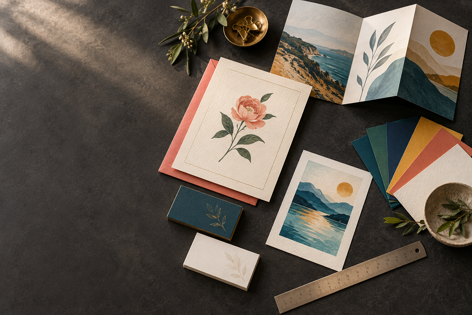 Premium printed cards, art, brochures and paper samples
